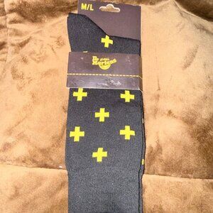 Dr Martens Cross Logo Crew Socks Black Yellow